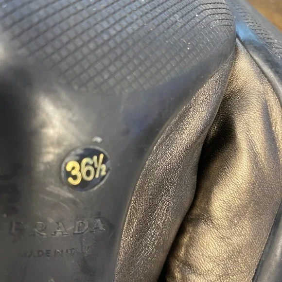 Prada Metallic Bronze Ruched Leather Stiletto Heels Women's Shoes Size 6.5 - Picture 13 of 14